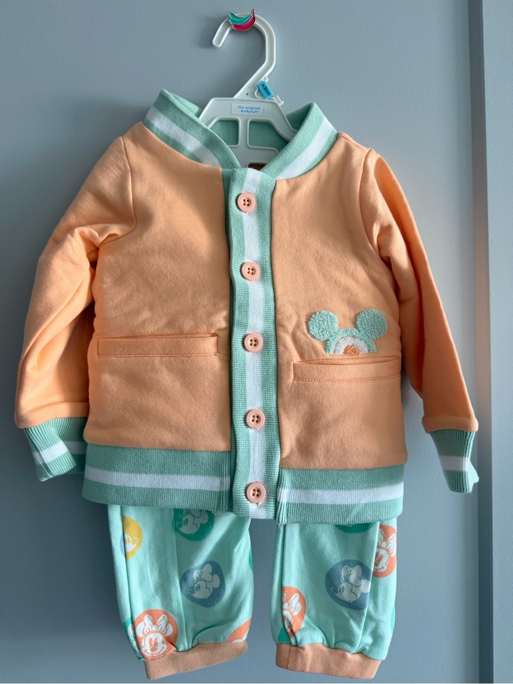 Kids Peach & Mint Two-Piece Set with Mickey Mouse - Monica and Andy x Disney